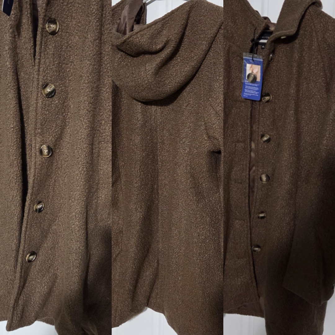 Women's Oversized Hooded Fleece Coat – Brown