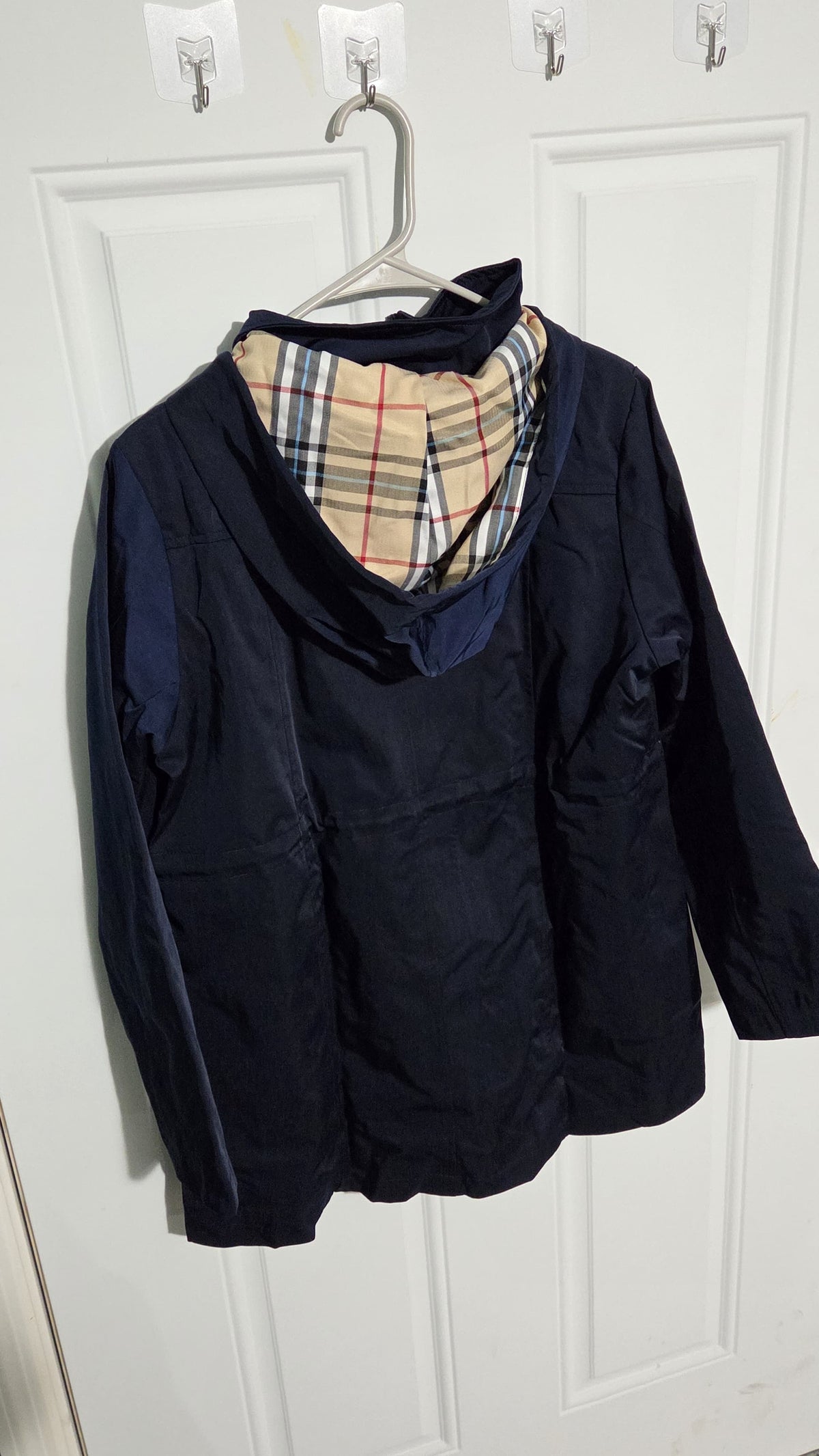 Women's Waterproof Lightweight Hooded Rain Jacket – Plaid Lined Windbreaker