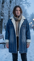 Cozy Oversized Sherpa-Lined Denim Coat