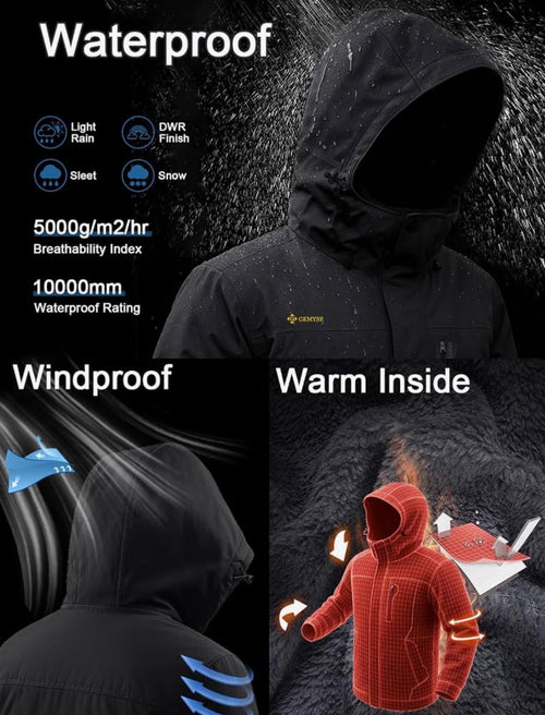 GEMYSE Men's Winter Ski Jacket – Waterproof & Windproof Snow Coat