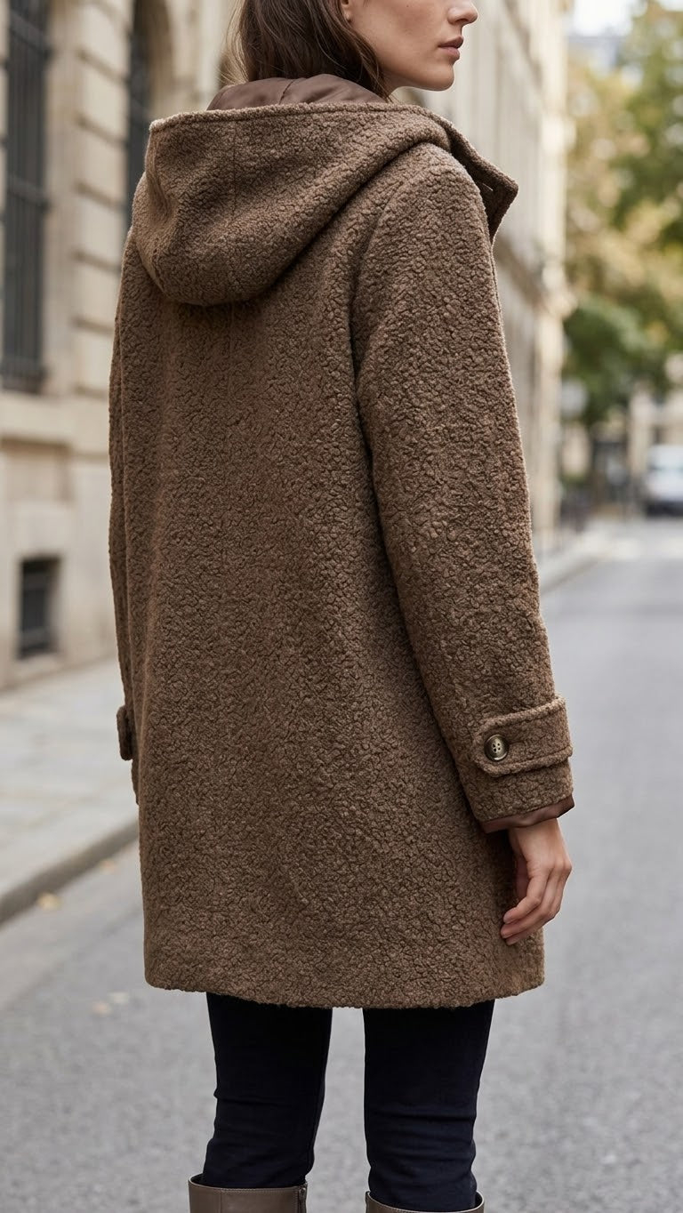 Women's Oversized Hooded Fleece Coat – Brown