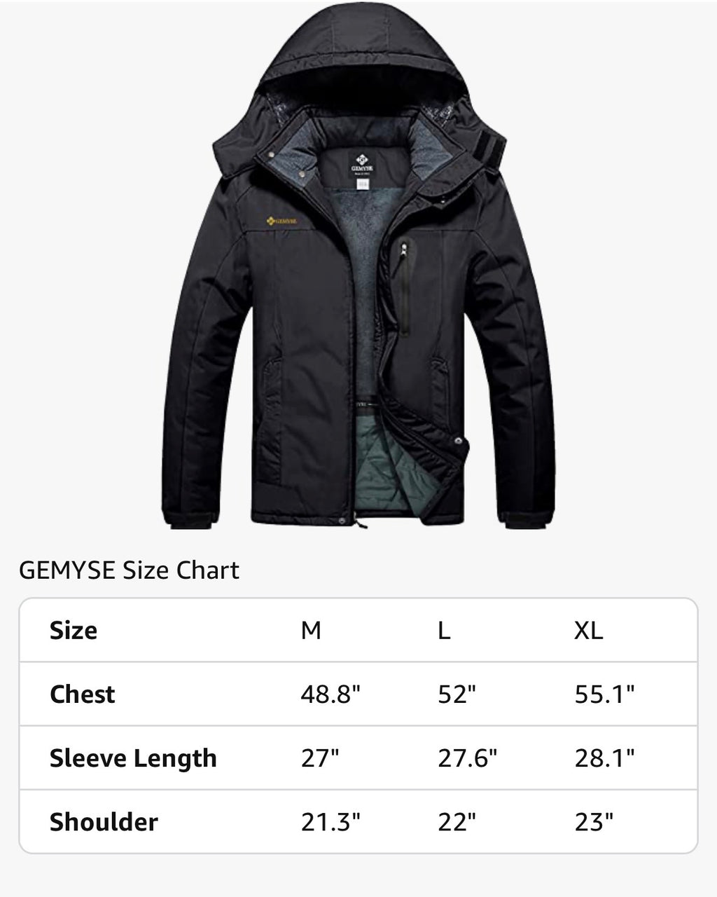 GEMYSE Men's Winter Ski Jacket – Waterproof & Windproof Snow Coat